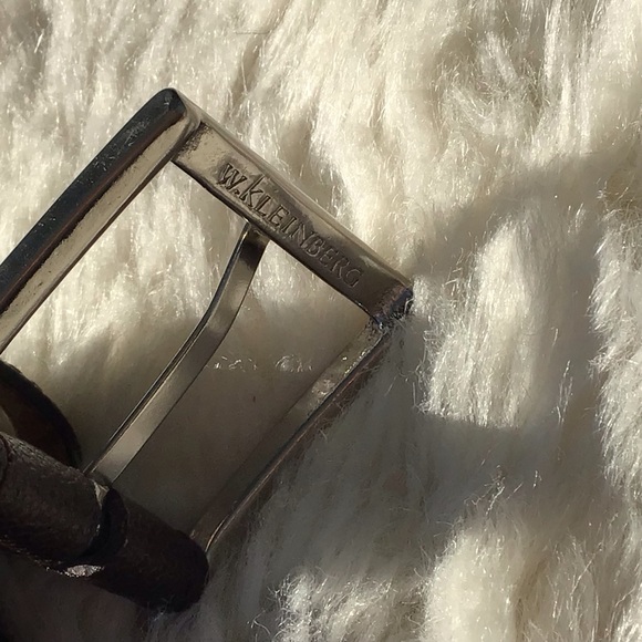 W. Kleinberg Exotic Karung Pebbled Leather Men’s Dress Belt with Nickel Buckle - Picture 9 of 16